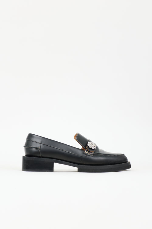 Ganni Leather Crystal Loafer