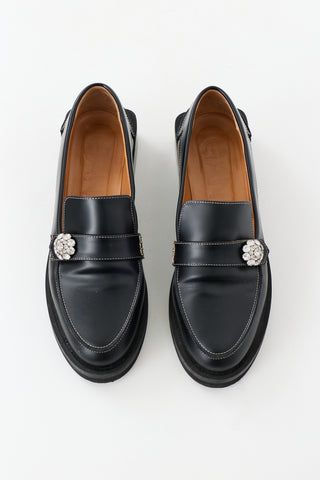 Ganni Leather Crystal Loafer