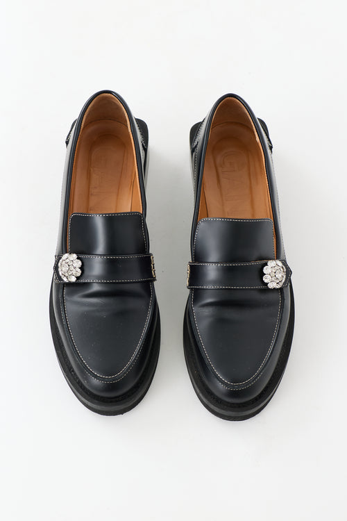 Ganni Leather Crystal Loafer