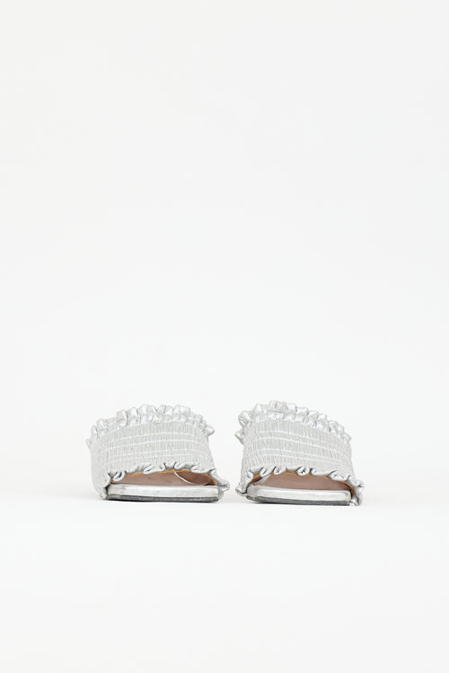 Ganni Leather Shirred Mule