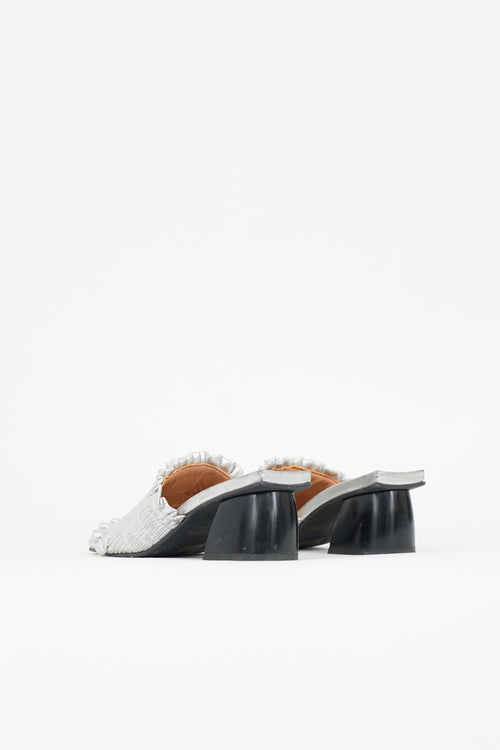 Ganni Leather Shirred Mule