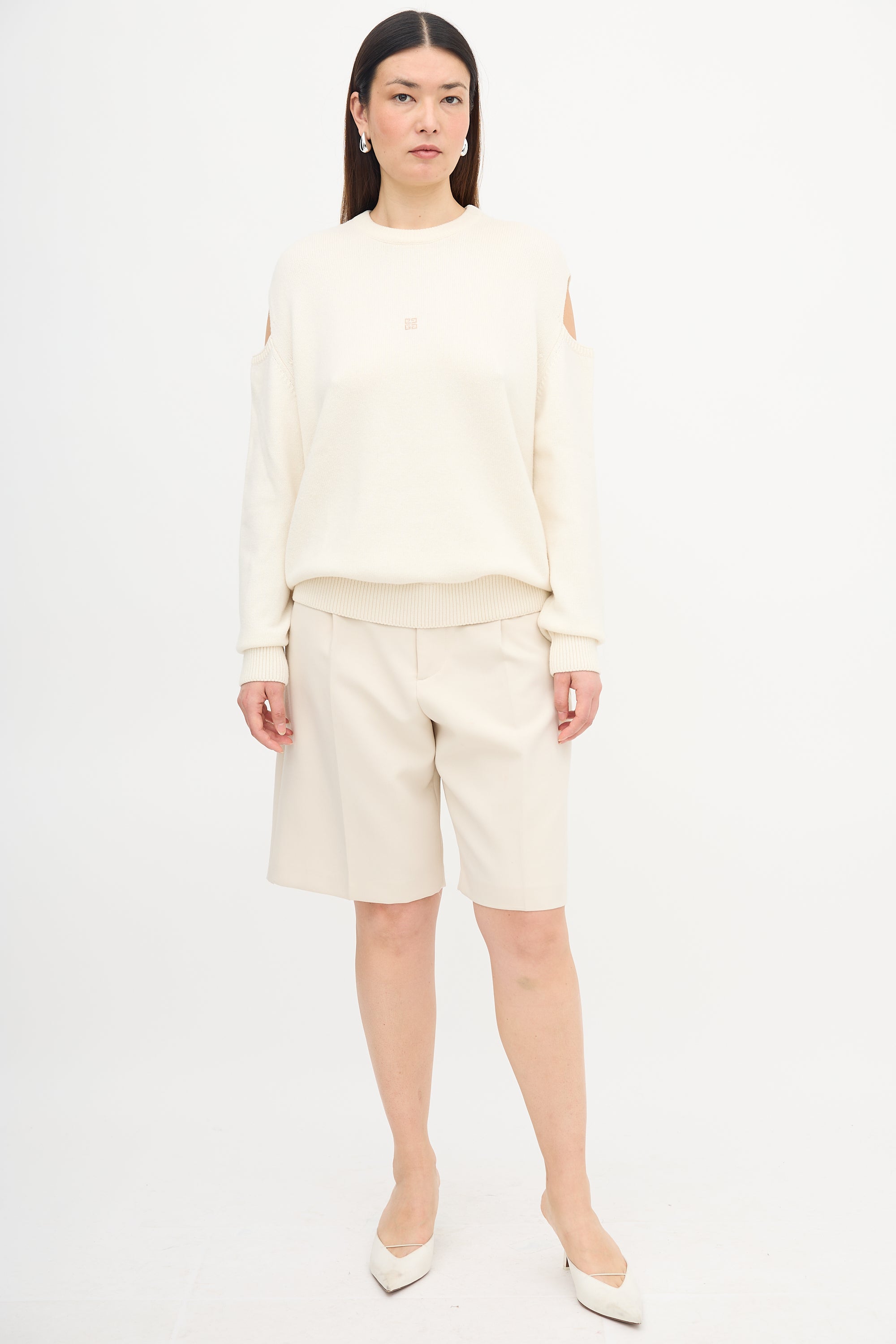 Givenchy Wool Logo Cold Shoulder Sweater