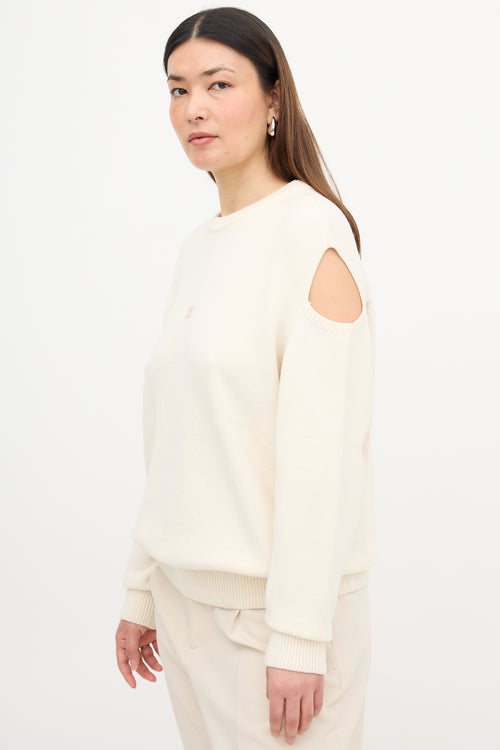Givenchy Wool Logo Cold Shoulder Sweater