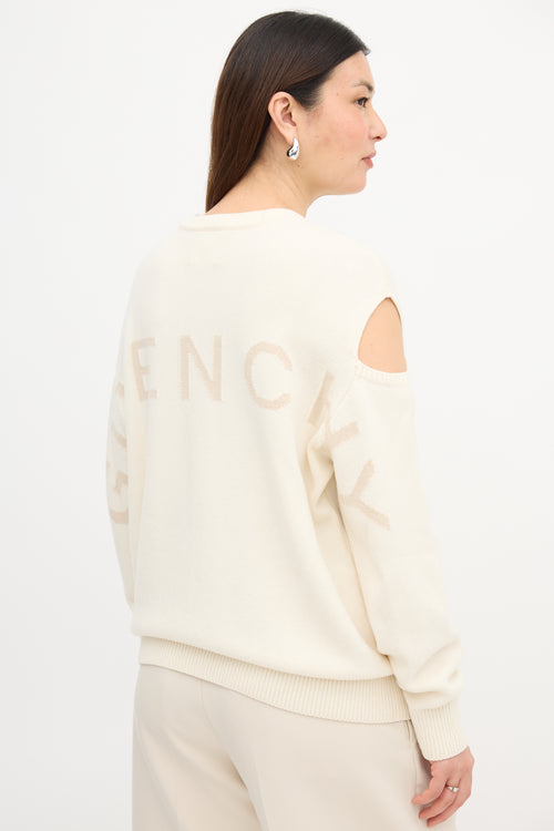 Givenchy Wool Logo Cold Shoulder Sweater