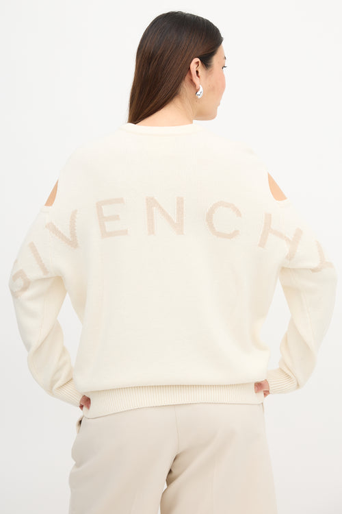Givenchy Wool Logo Cold Shoulder Sweater
