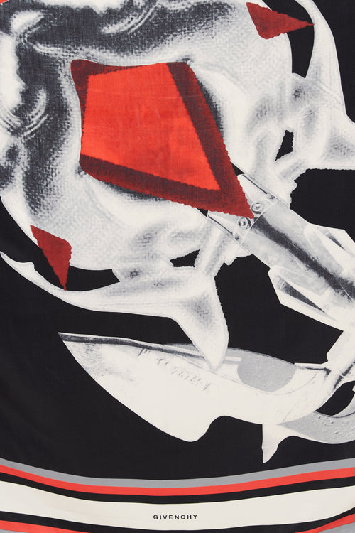 Givenchy Black & Multi Anchor Print Scarf