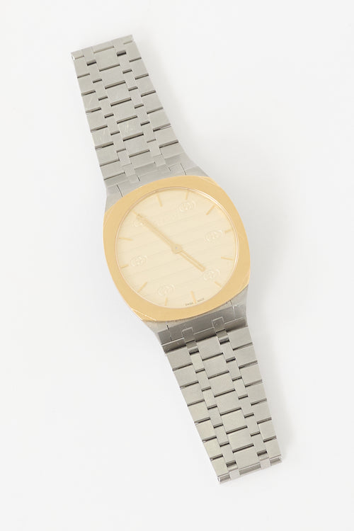 Gucci Stainless Steel & Gold 25H 38mm Watch