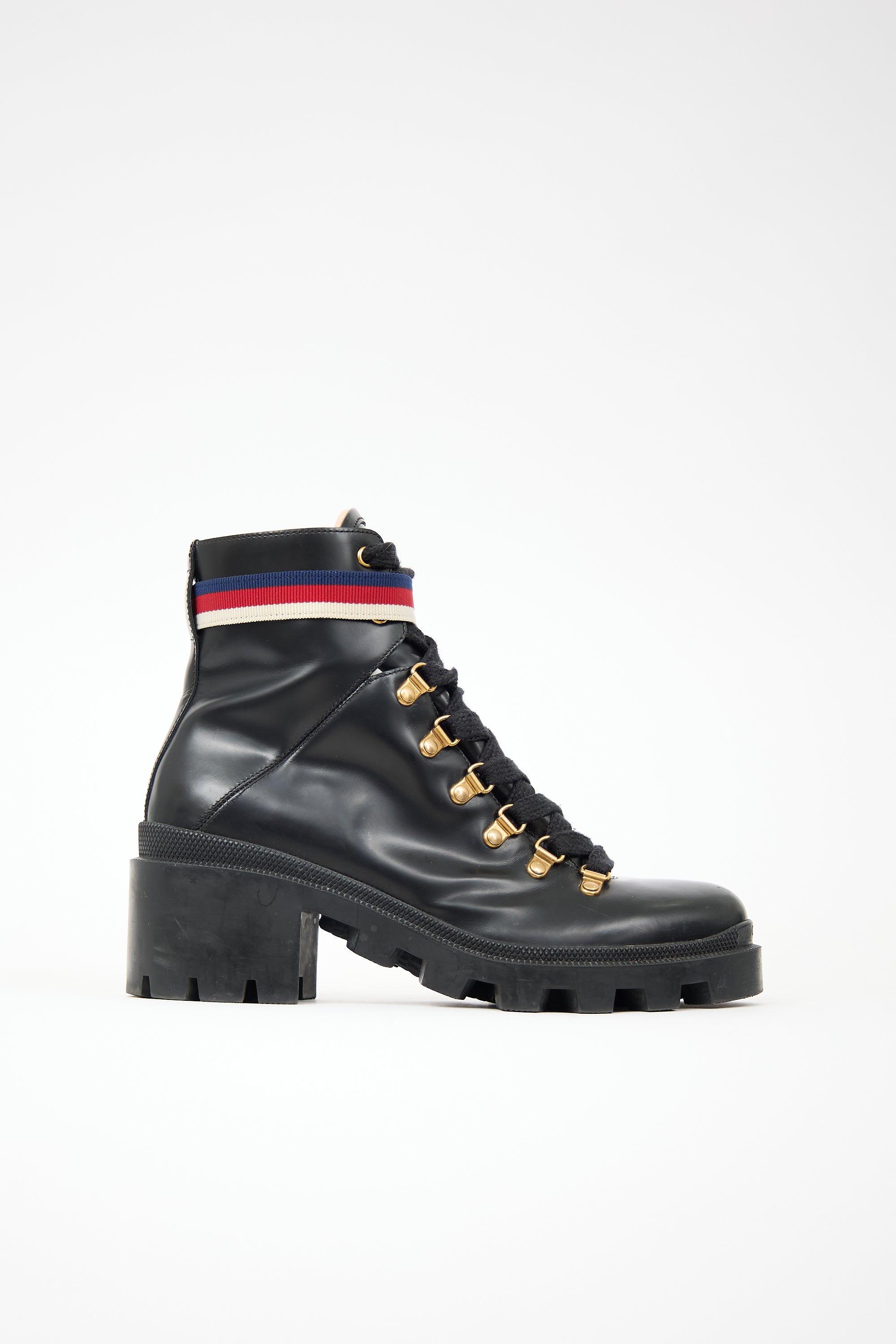 Gucci Leather Sylvie Combat Boot