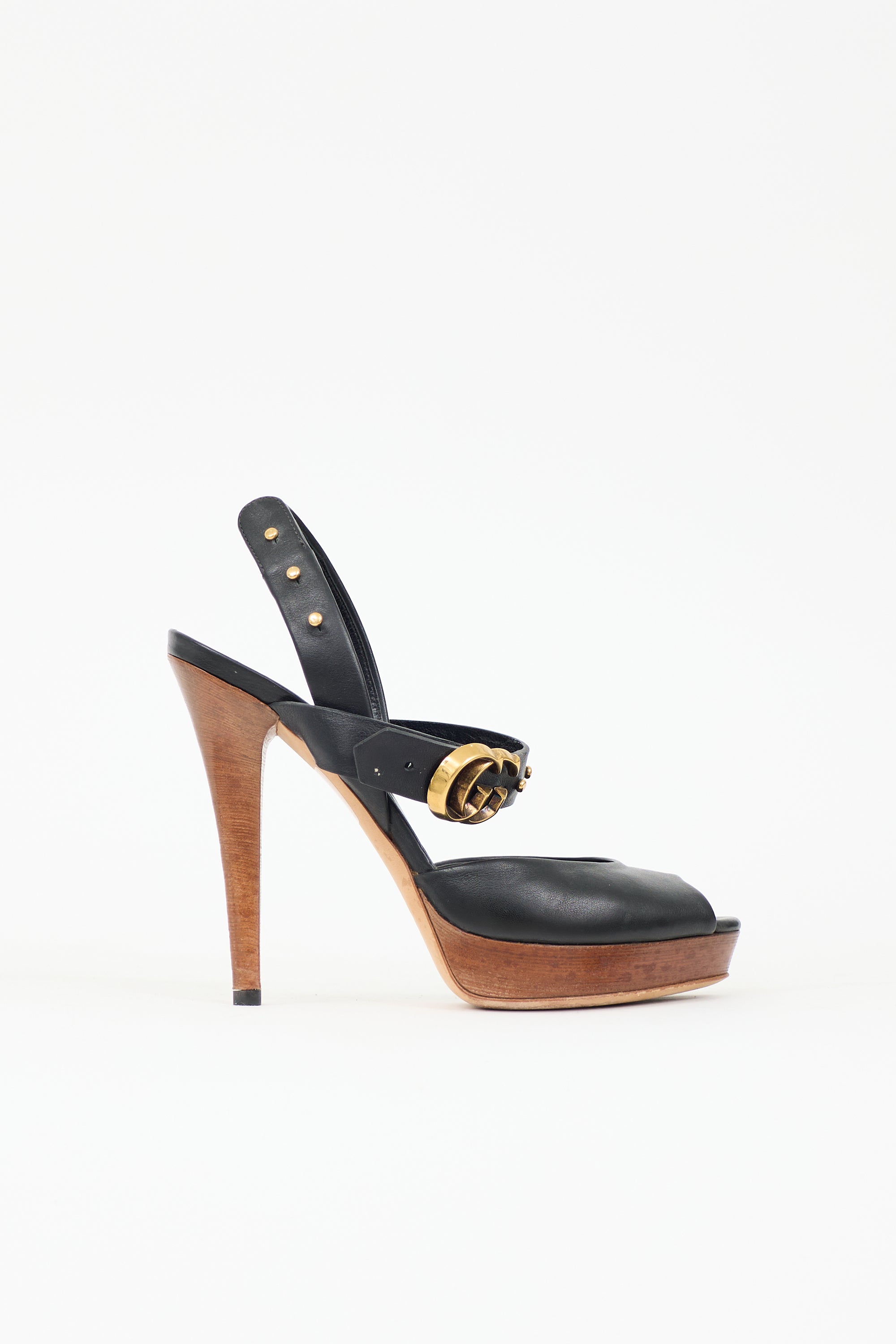 Gucci Leather Double GG Heel