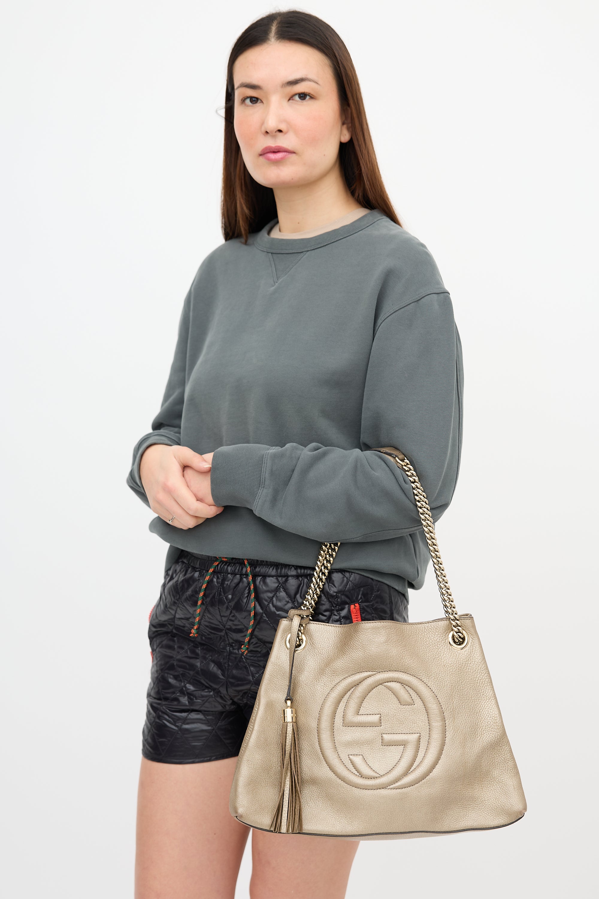 Gucci Metallic Leather Medium Soho Chain Bag