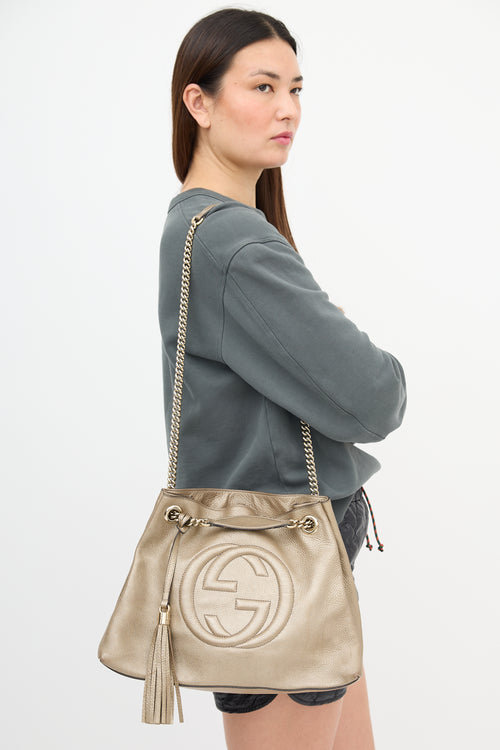 Gucci Metallic Leather Medium Soho Chain Bag