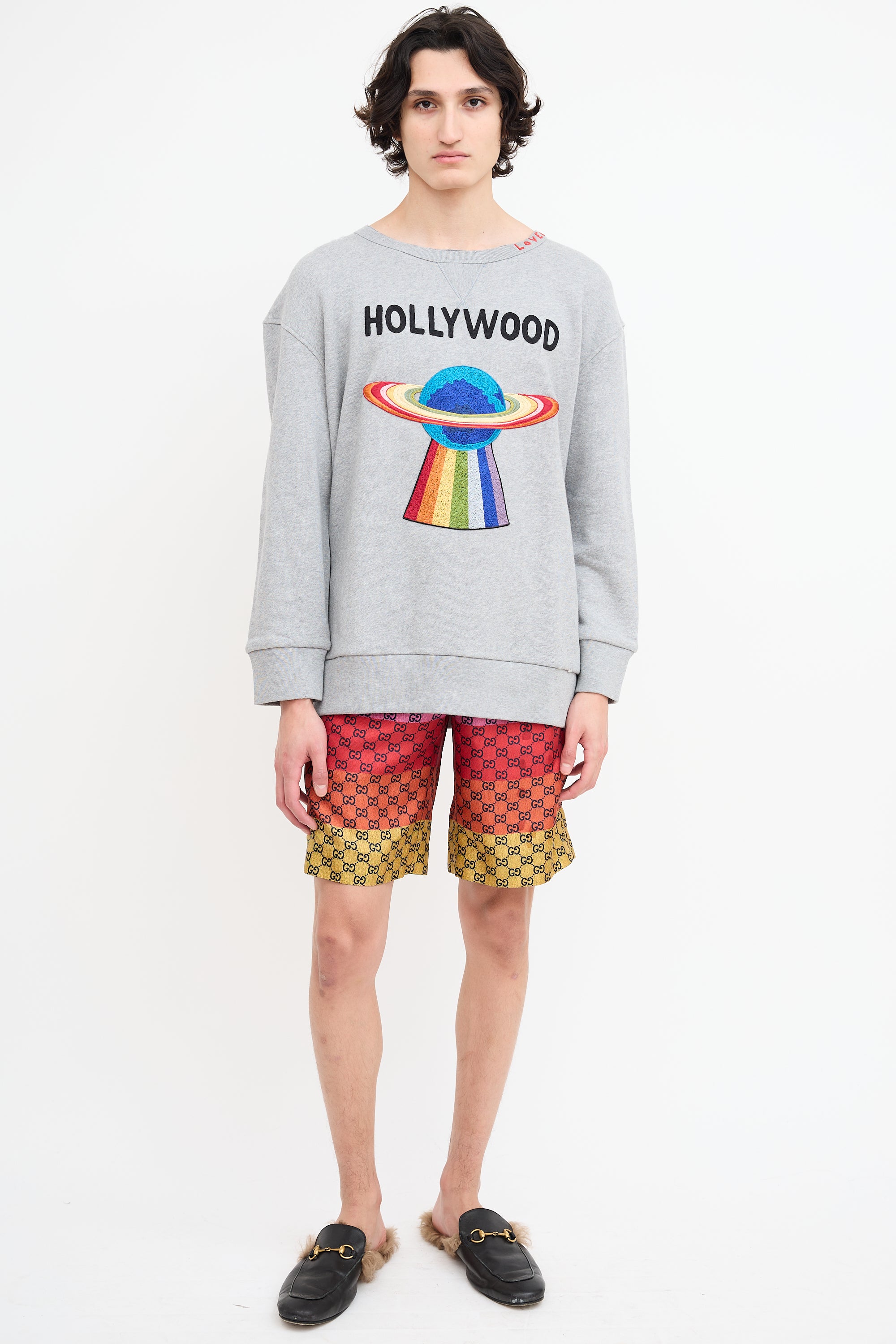 Gucci Fall 2017 Grey Hollywood Distressed Sweatshirt