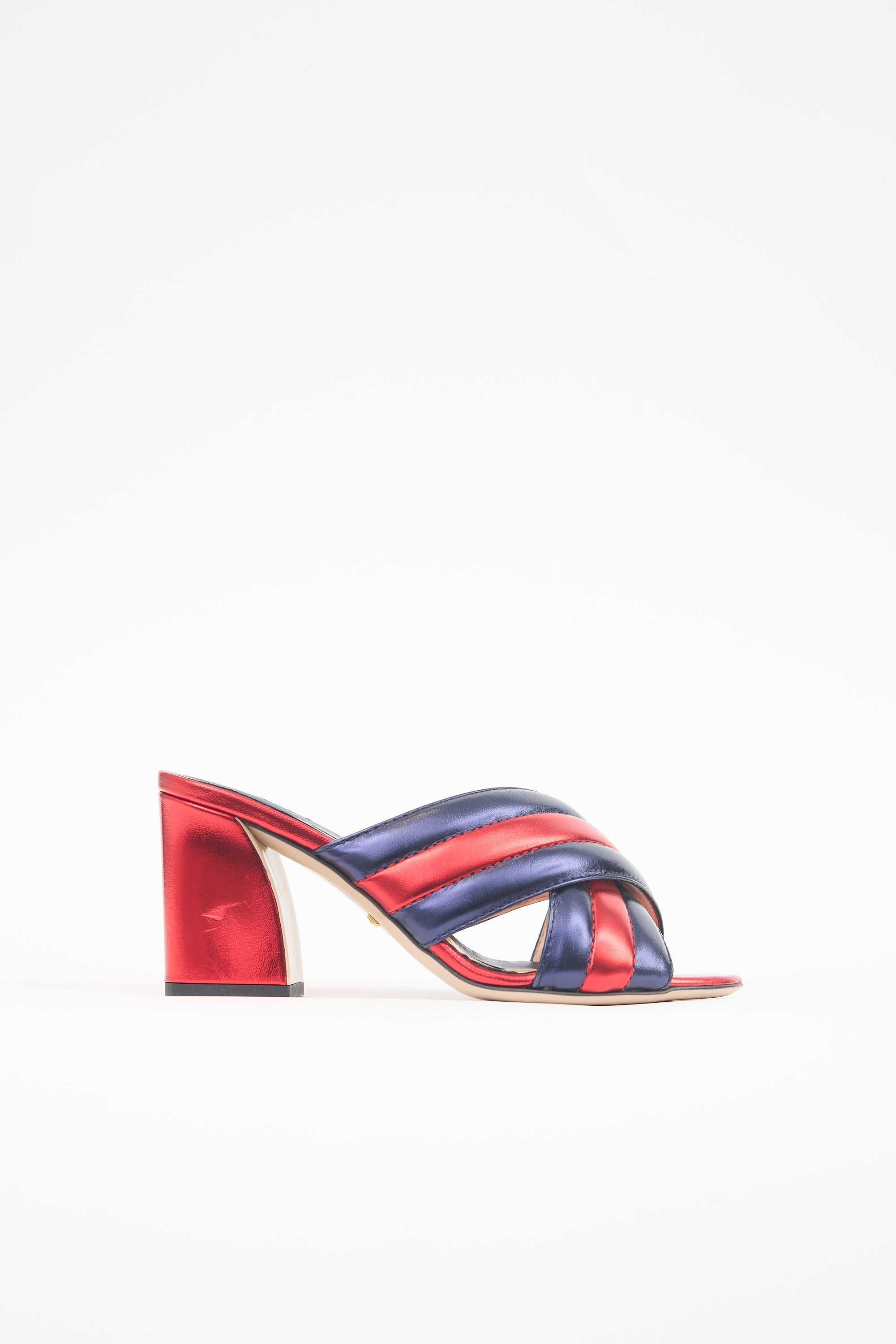 Gucci Metallic Leather Crossover Sandal