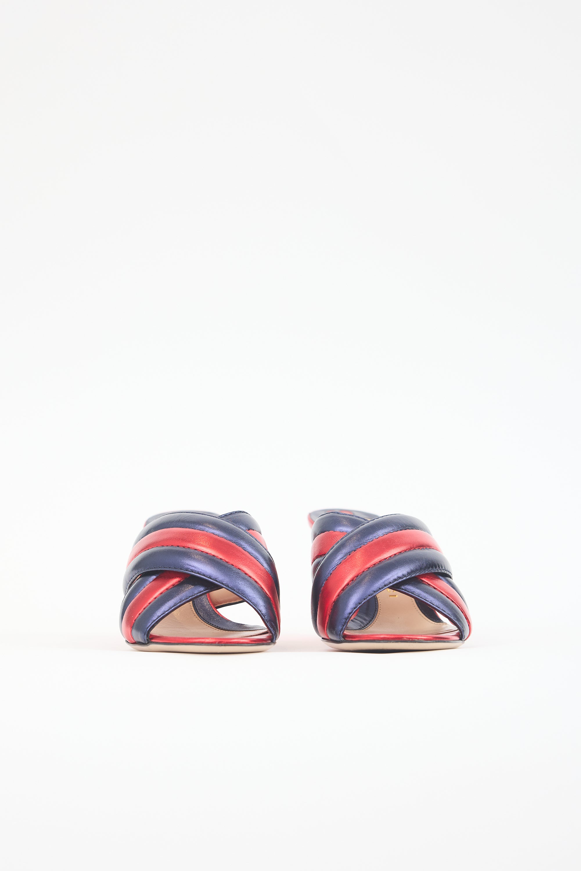 Gucci Metallic Leather Crossover Sandal