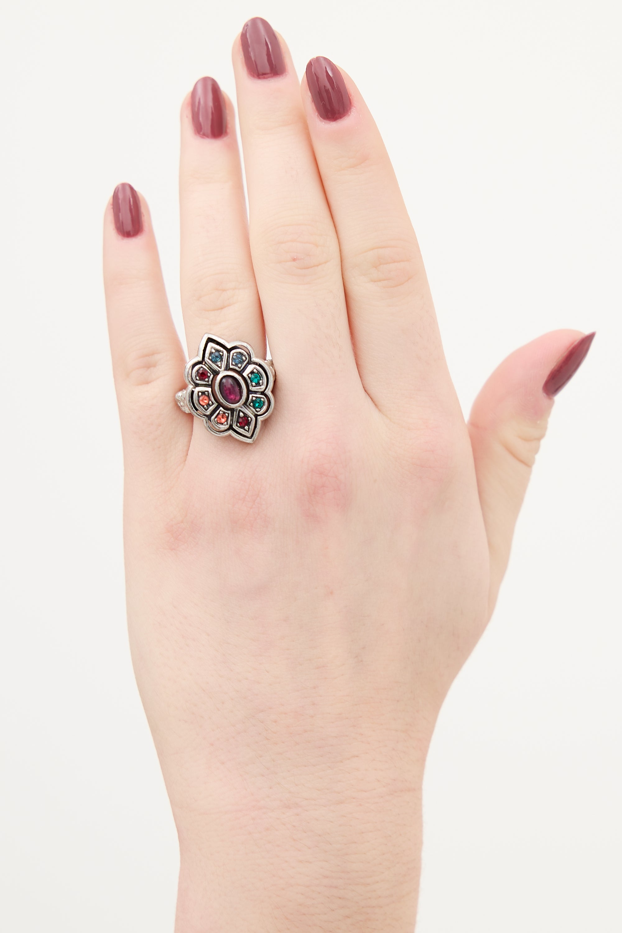 Gucci Silver & Multi Crystal Octofoil Ring