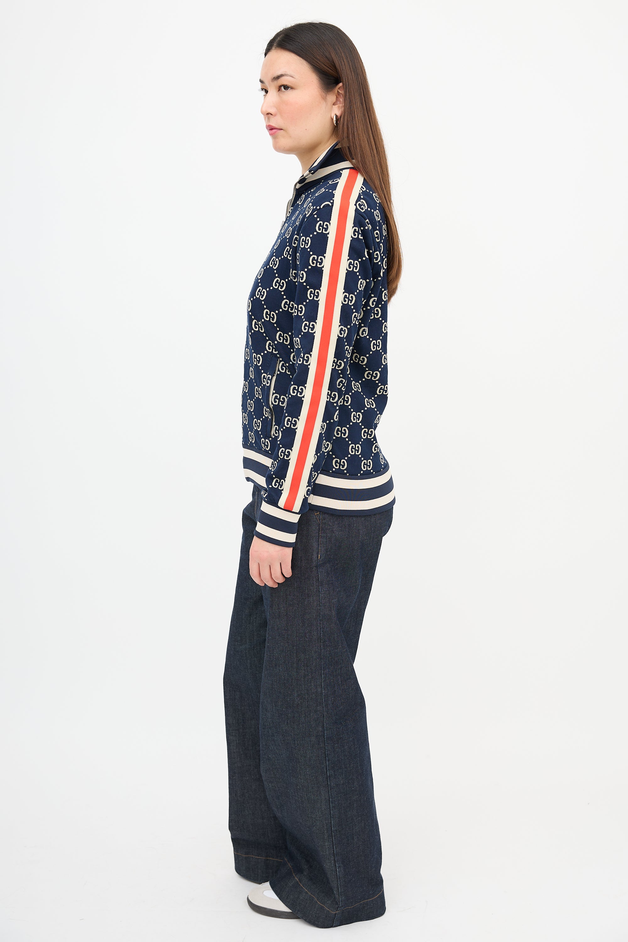 Gucci Webbed Trim GG Track Jacket