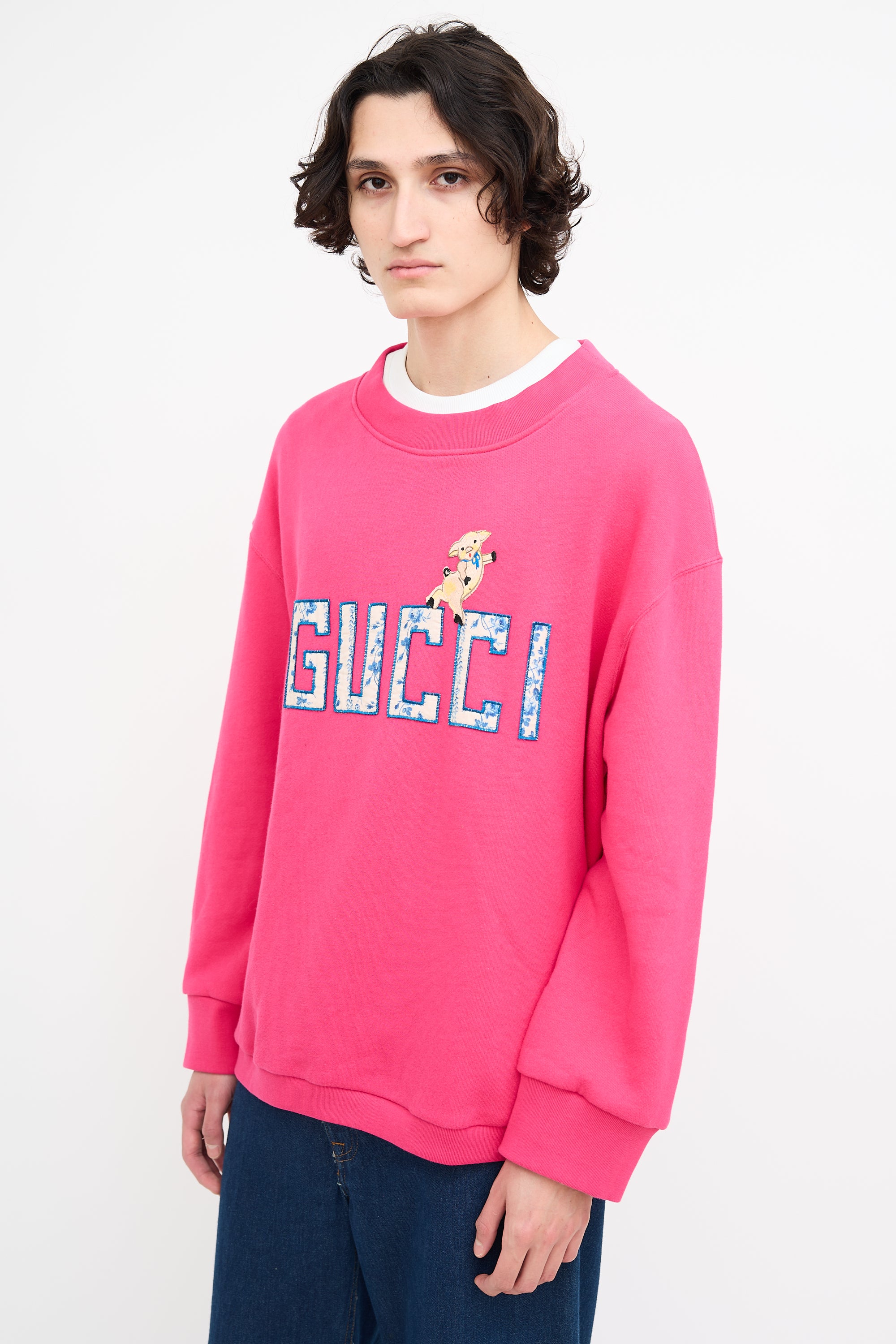 Gucci Fuchsia Logo Patch Sweatshirt