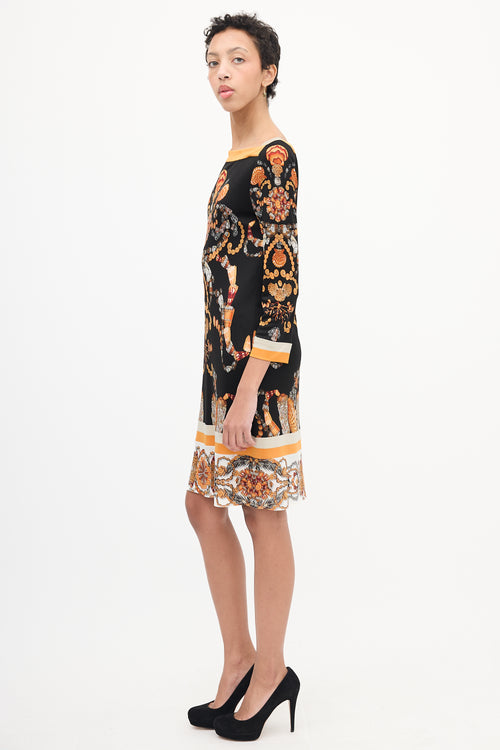 Gucci Black & Orange Seashell Printed Dress