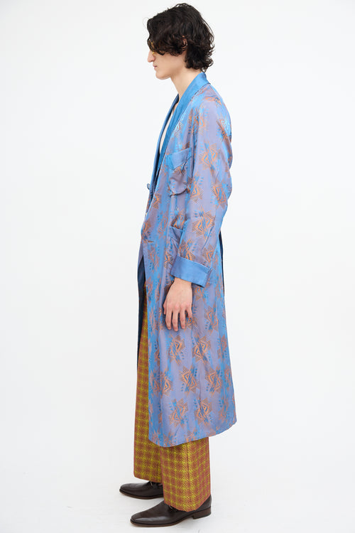 Gucci Resort 2019 Blue & Orange Print Belted Cardigan