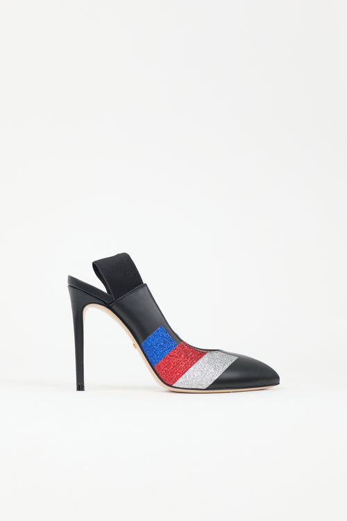 Gucci Glitter & Leather Heel