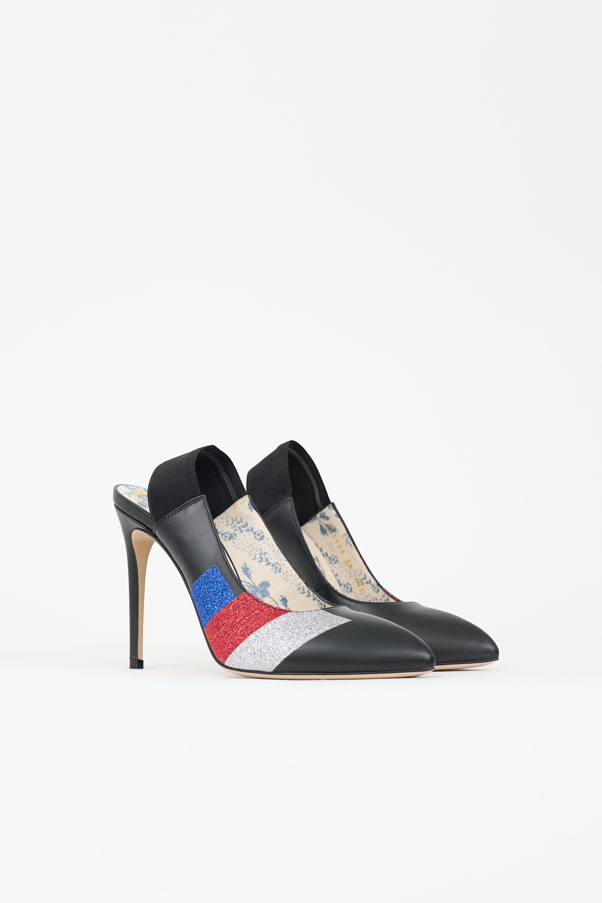 Gucci Glitter & Leather Heel