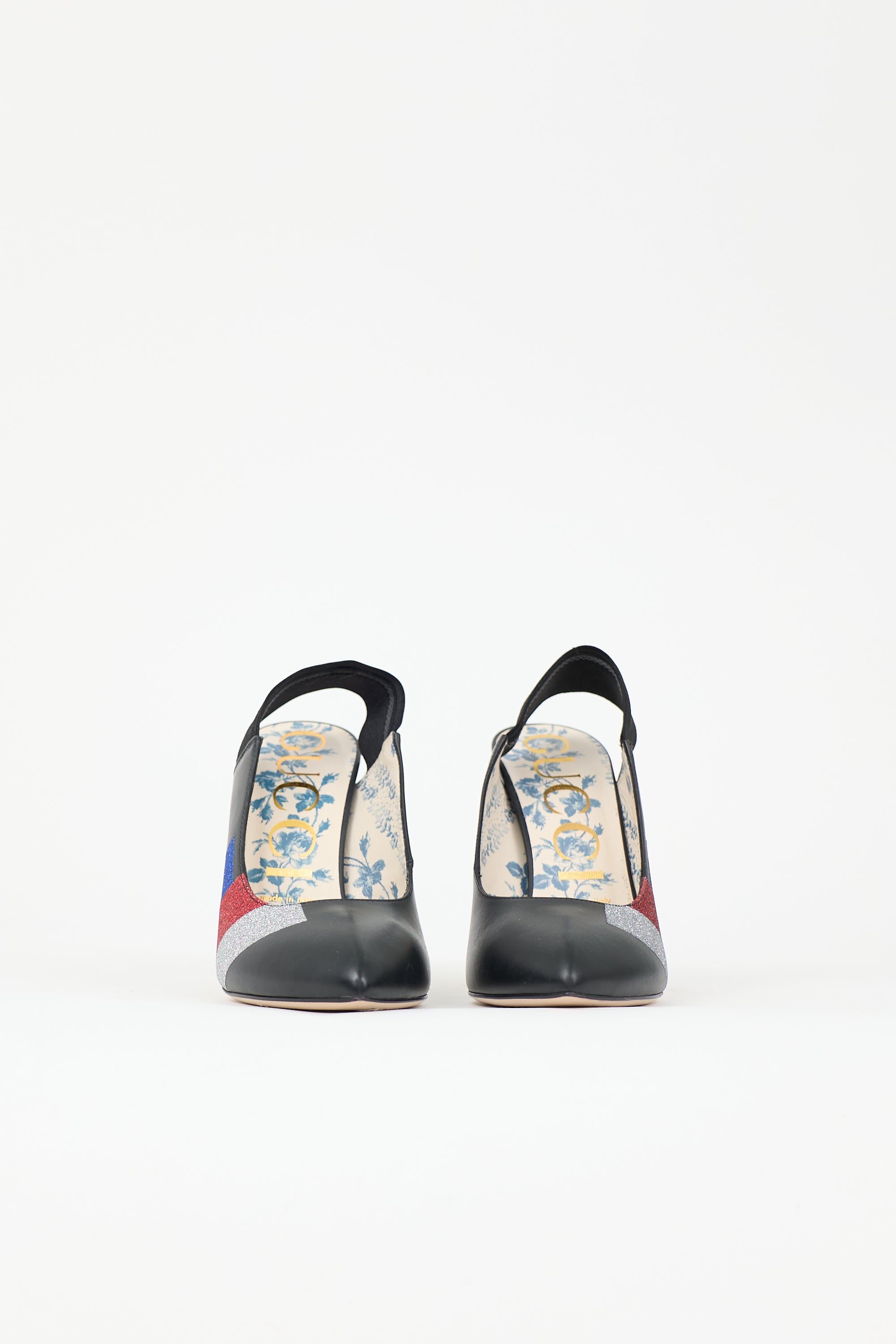 Gucci Glitter & Leather Heel