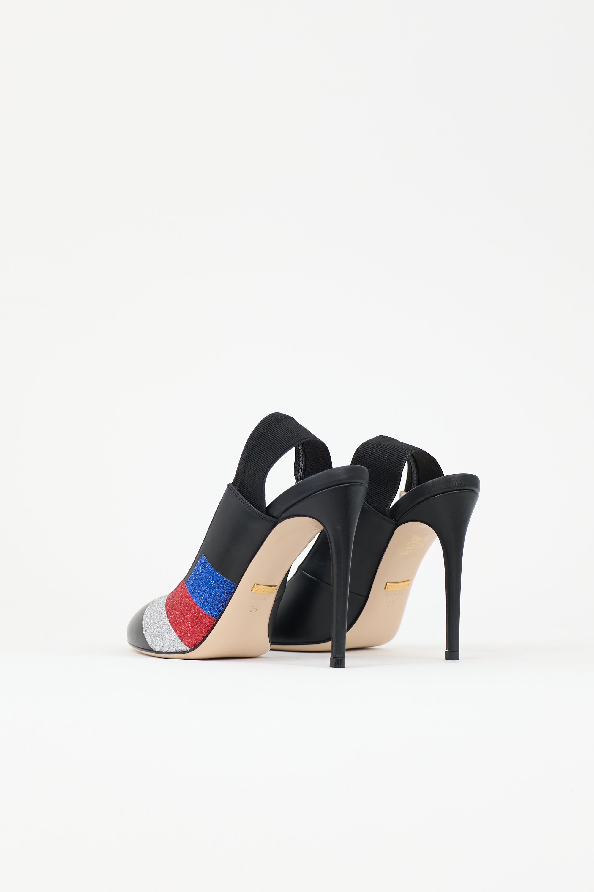 Gucci Glitter & Leather Heel