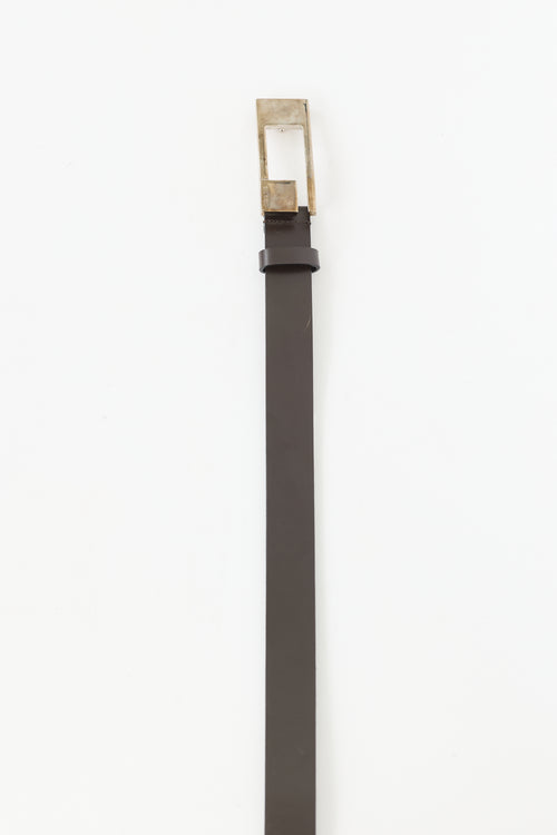 Gucci Leather Logo Slim Belt