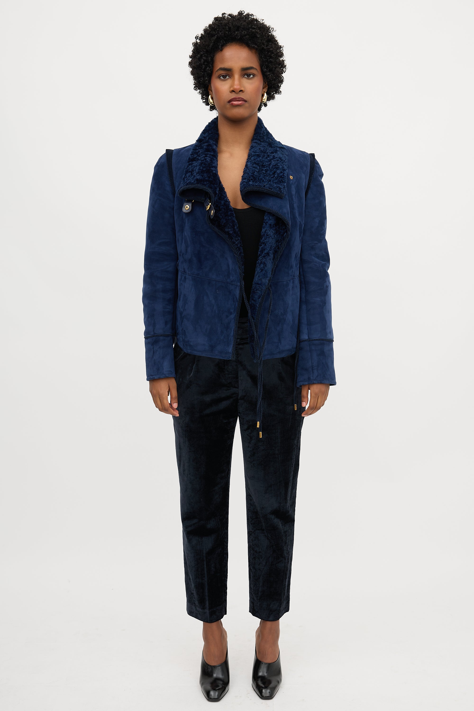 Gucci 2010s Shearling Tie Jacket