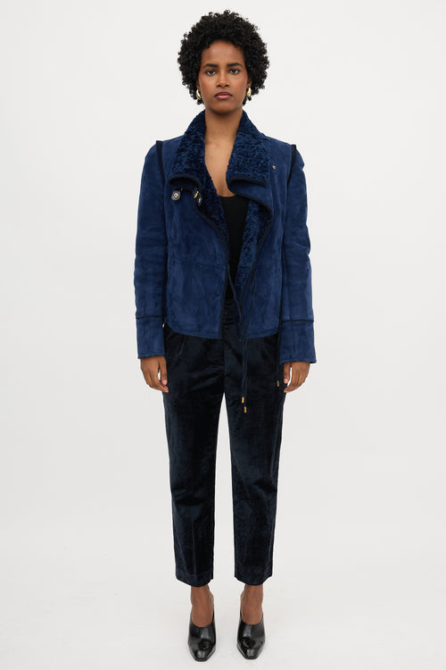 Gucci 2010s Shearling Tie Jacket