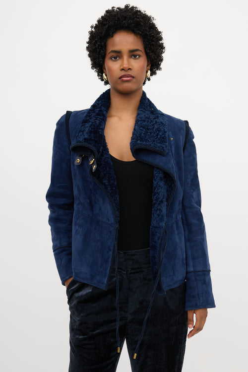 Gucci 2010s Shearling Tie Jacket