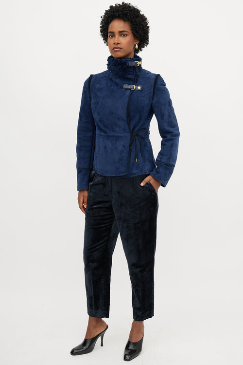 Gucci 2010s Shearling Tie Jacket