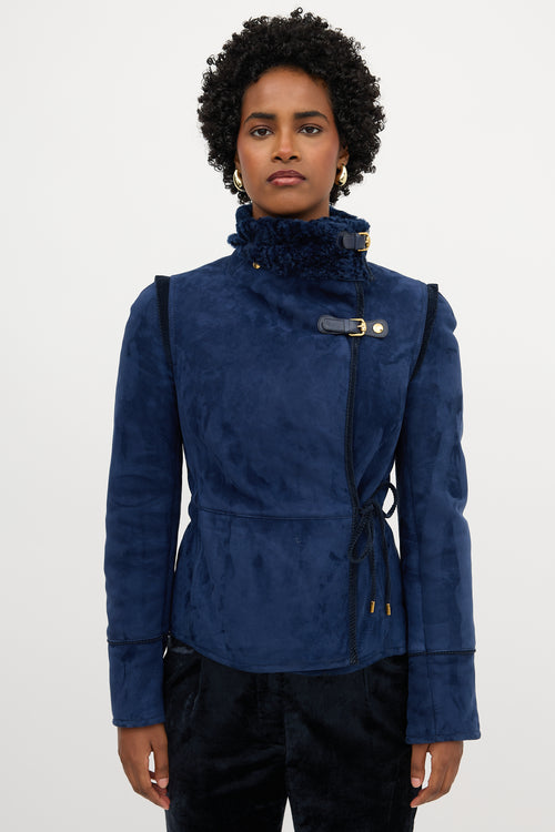Gucci 2010s Shearling Tie Jacket