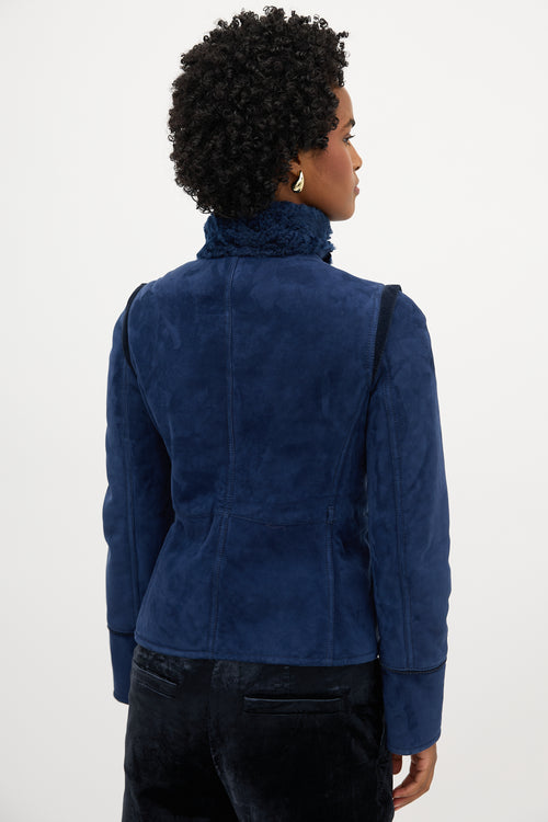 Gucci 2010s Shearling Tie Jacket