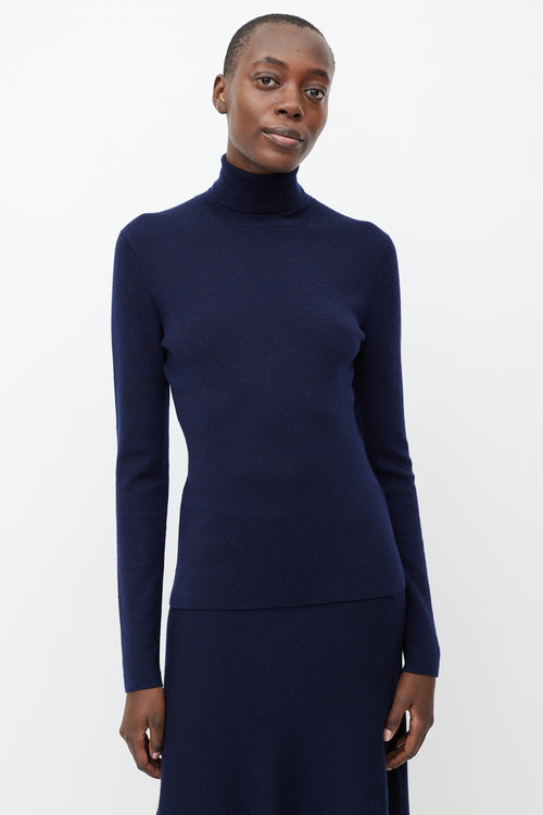 Gabriela Hearst Navy Wool Sweater & Skirt Set