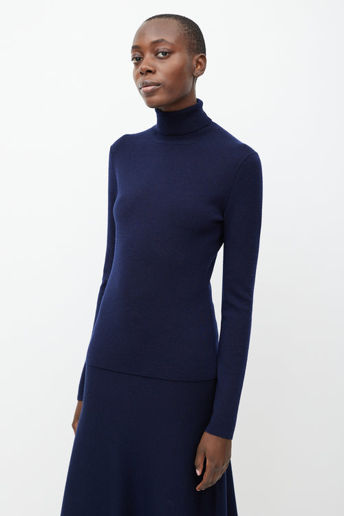 Gabriela Hearst Navy Wool Sweater & Skirt Set