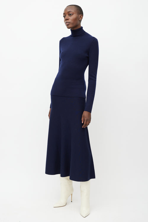 Gabriela Hearst Navy Wool Sweater & Skirt Set