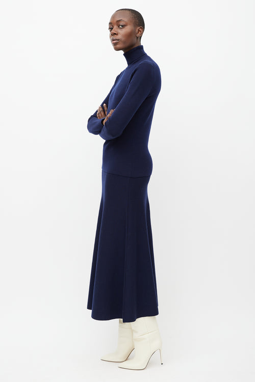 Gabriela Hearst Navy Wool Sweater & Skirt Set