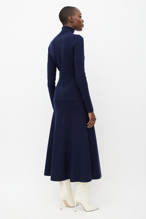 Gabriela Hearst Navy Wool Sweater & Skirt Set