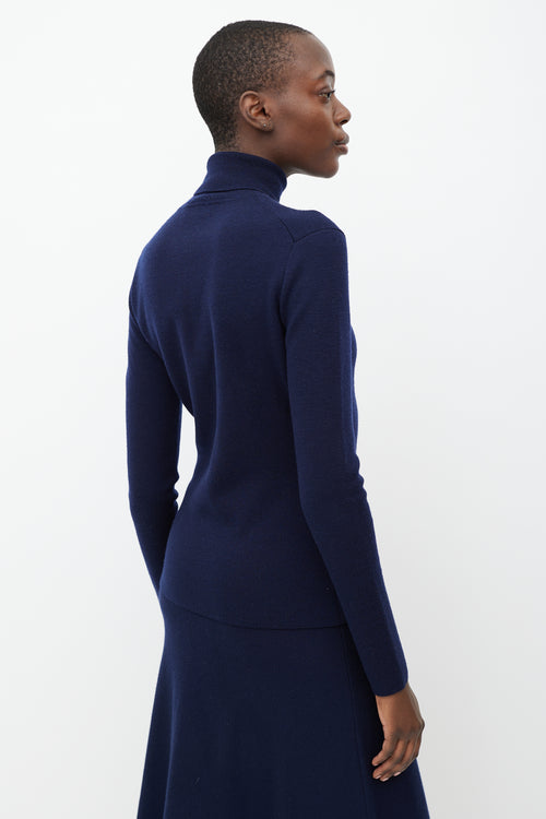 Gabriela Hearst Navy Wool Sweater & Skirt Set