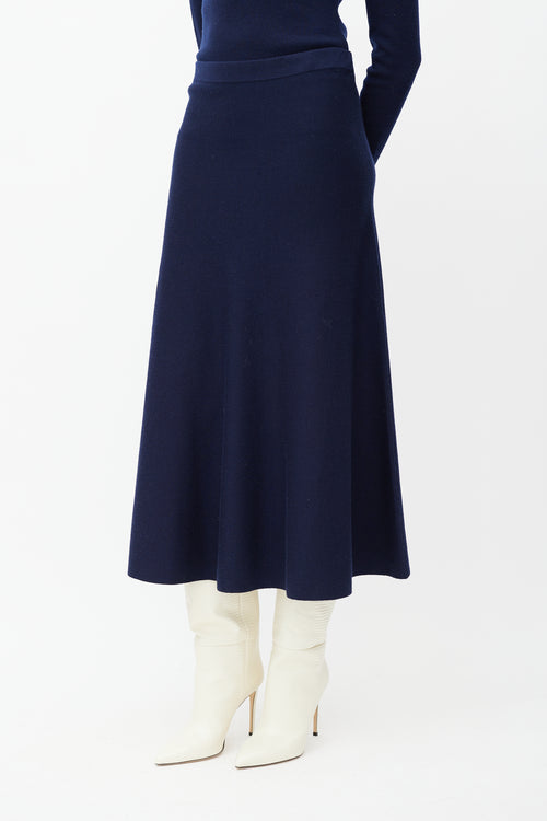 Gabriela Hearst Navy Wool Sweater & Skirt Set