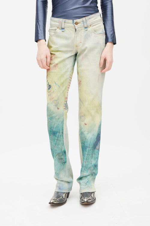 Galliano Blue & Multicolour Graident Jeans