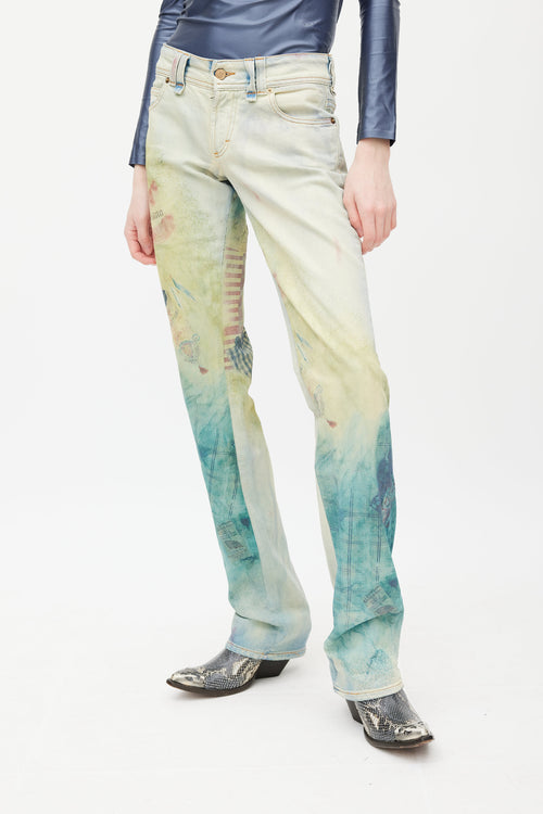 Galliano Blue & Multicolour Graident Jeans