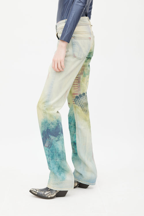 Galliano Blue & Multicolour Graident Jeans