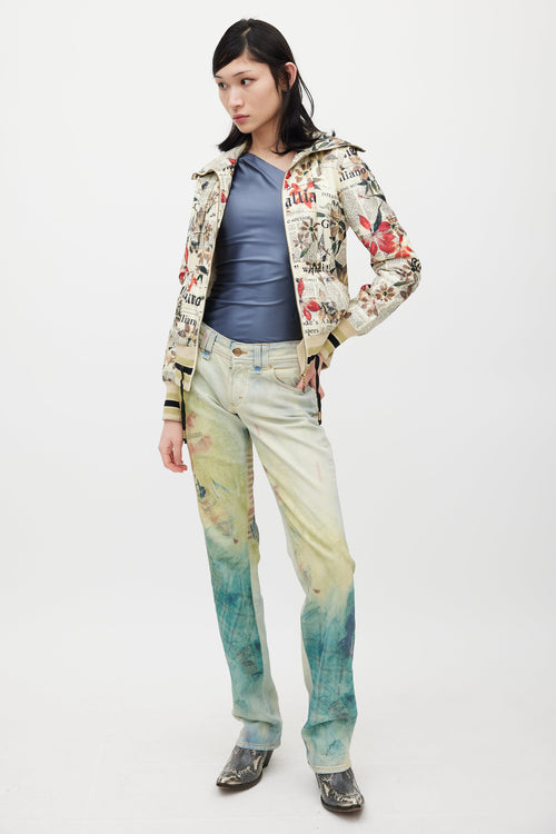 Galliano Blue & Multicolour Graident Jeans