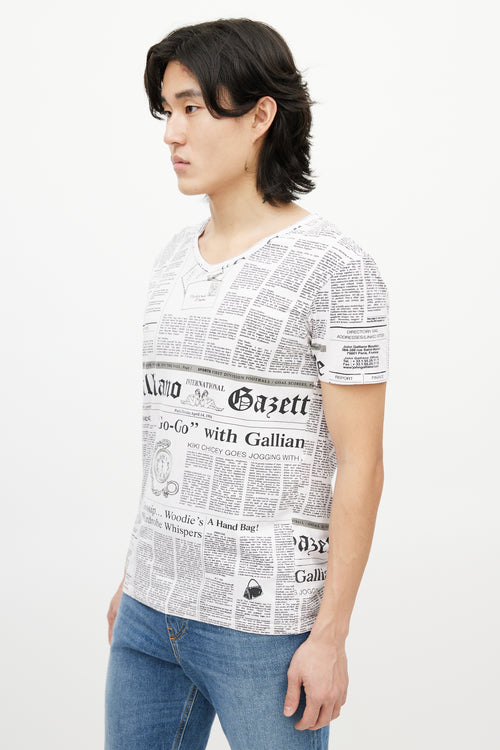 Galliano Pink & Black News Print T-Shirt