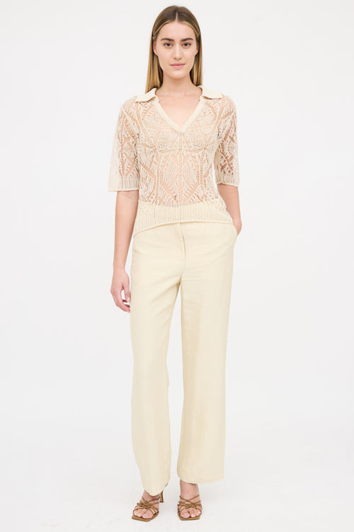 Ganni Woven Crochet Polo