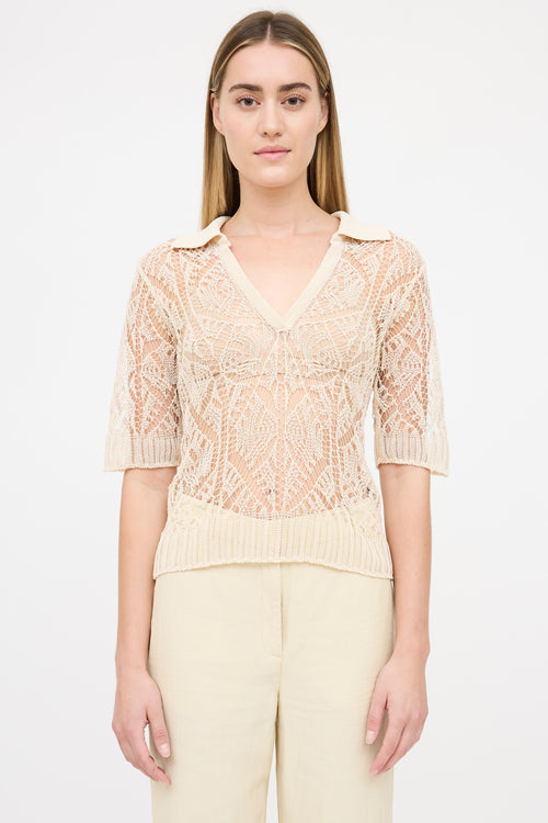 Ganni Woven Crochet Polo