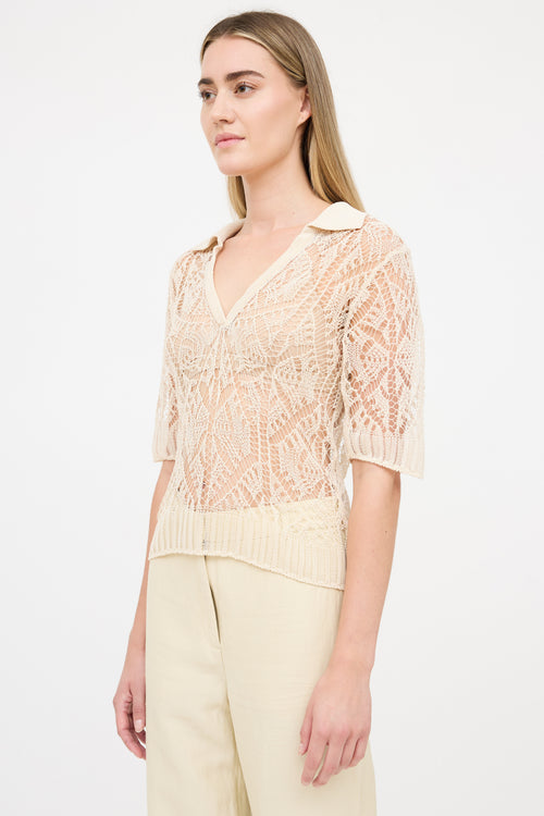 Ganni Woven Crochet Polo