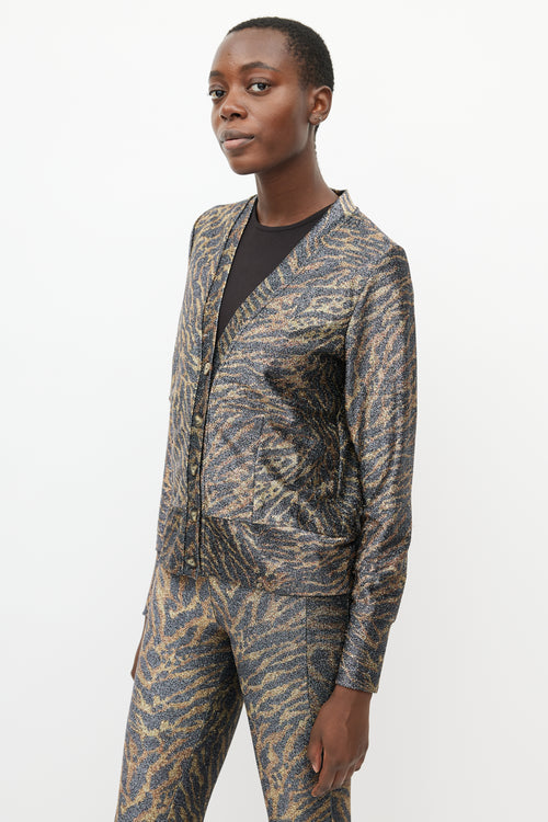 Ganni Black & Brown Metallic Co-Ord Set